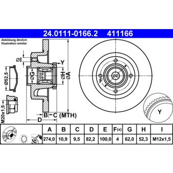 Jeu de 2 disques de frein arrière ATE OEM 7701206328