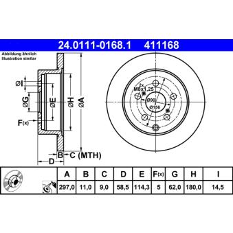 Jeu de 2 disques de frein arrière ATE 24.0111-0168.1