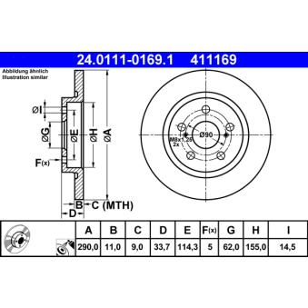 Jeu de 2 disques de frein arrière ATE 24.0111-0169.1