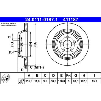 Jeu de 2 disques de frein arrière ATE OEM E1GC2A315CB