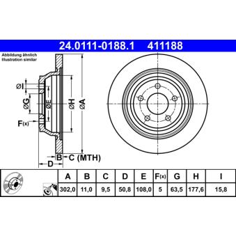 Jeu de 2 disques de frein arrière ATE OEM E1GC2A315BB