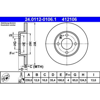 Jeu de 2 disques de frein avant ATE OEM 839615301