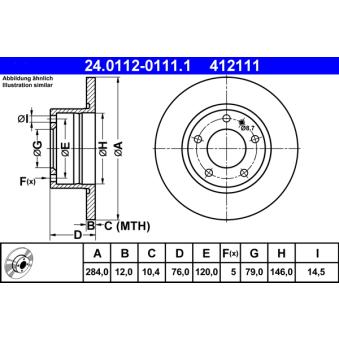 Jeu de 2 disques de frein avant ATE 24.0112-0111.1