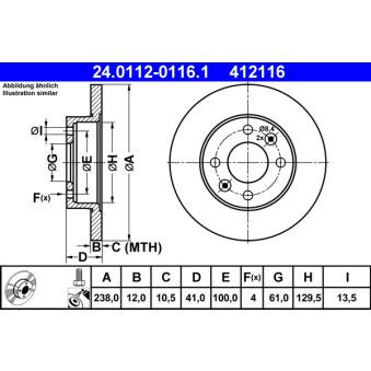 Jeu de 2 disques de frein avant ATE OEM 7700704705