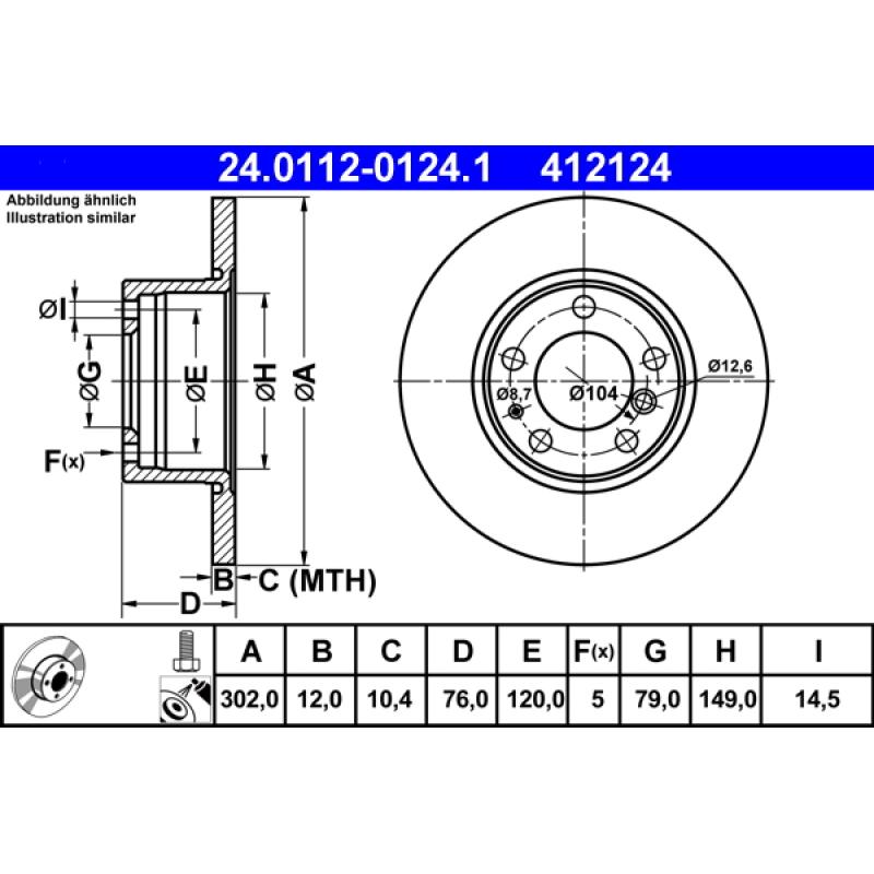 Jeu de 2 disques de frein avant ATE 24.0112-0124.1 - Visuel 1