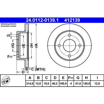 Jeu de 2 disques de frein avant ATE OEM 4020621B01