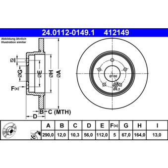 Jeu de 2 disques de frein arrière ATE 24.0112-0149.1