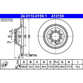 Jeu de 2 disques de frein arrière ATE OEM 4F0615601E