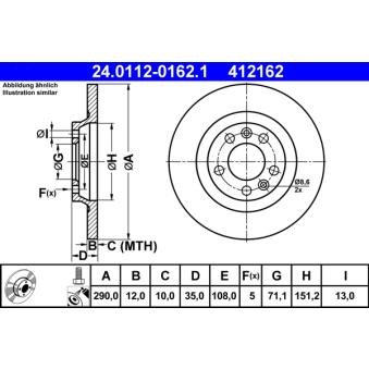 Jeu de 2 disques de frein arrière ATE OEM 424972 Jeu de 2 disques de frein arrière ATE OEM 424972