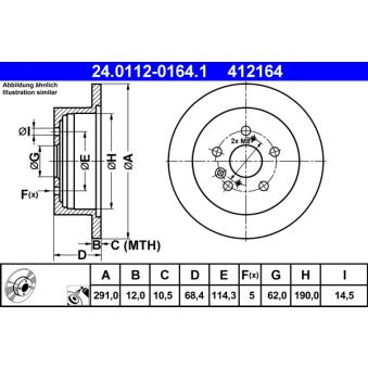 Jeu de 2 disques de frein arrière ATE 24.0112-0164.1