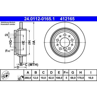 Jeu de 2 disques de frein arrière ATE OEM 272429