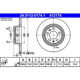 Jeu de 2 disques de frein arrière ATE OEM 424914