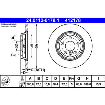 Jeu de 2 disques de frein arrière ATE OEM 8K0615601J
