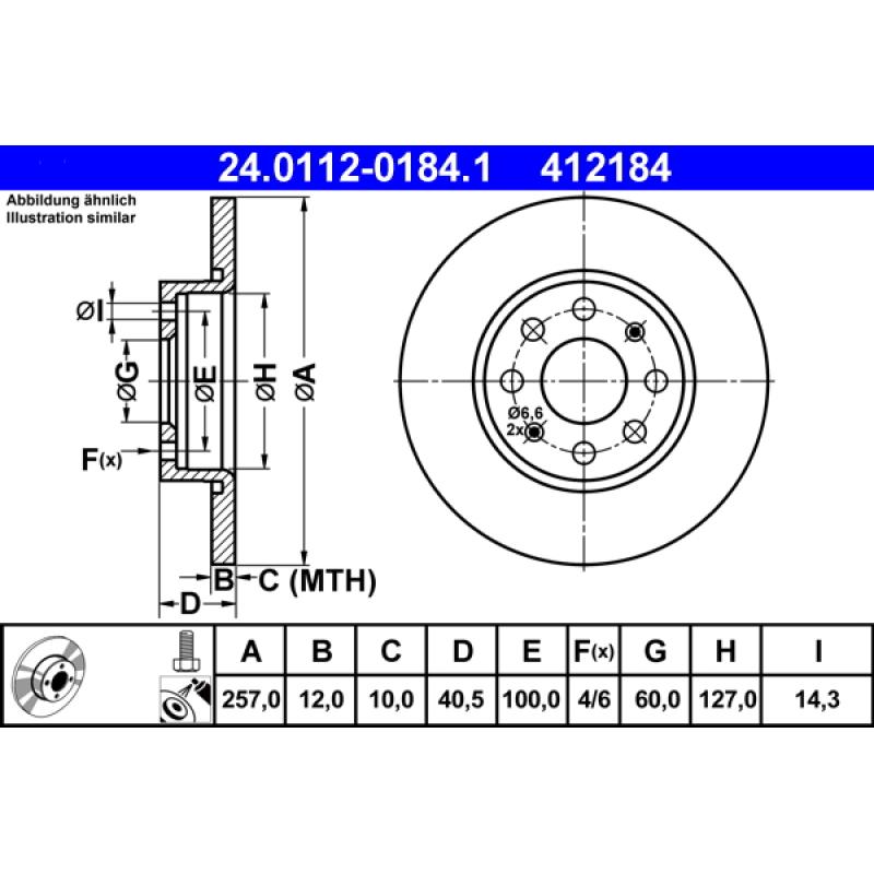 Jeu de 2 disques de frein avant ATE 24.0112-0184.1 - Visuel 1