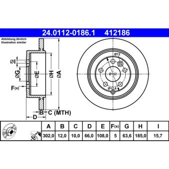Jeu de 2 disques de frein arrière ATE OEM LR001018 Jeu de 2 disques de frein arrière ATE OEM LR001018