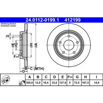 Jeu de 2 disques de frein arrière ATE OEM K04721996AA