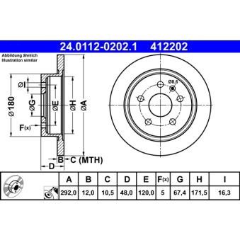 Jeu de 2 disques de frein arrière ATE OEM 13501313