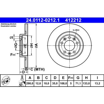 Jeu de 2 disques de frein arrière ATE OEM 1642776480