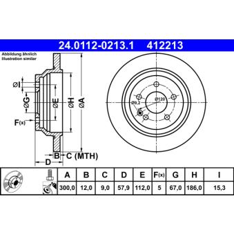Jeu de 2 disques de frein arrière ATE OEM 4474230412