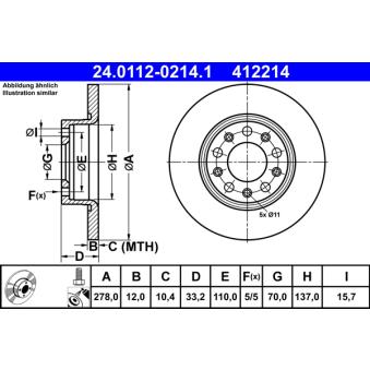 Jeu de 2 disques de frein arrière ATE OEM 04779885ac Jeu de 2 disques de frein arrière ATE OEM 04779885ac