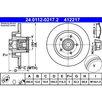 Jeu de 2 disques de frein arrière ATE OEM 432007343R