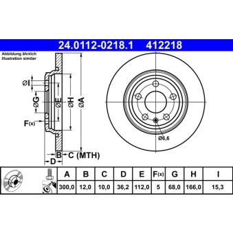 Jeu de 2 disques de frein arrière ATE OEM 80A615601B