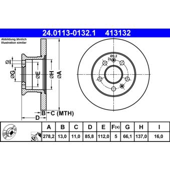 Jeu de 2 disques de frein avant ATE 24.0113-0132.1