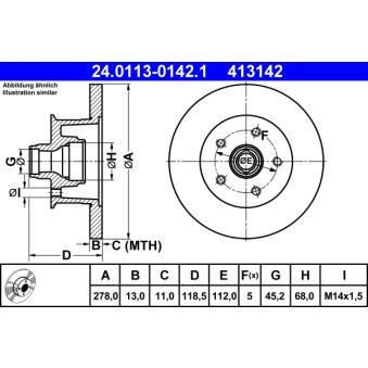 Jeu de 2 disques de frein avant ATE 24.0113-0142.1