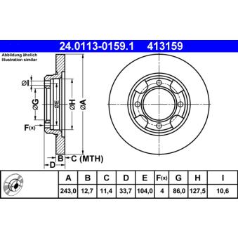Jeu de 2 disques de frein avant ATE 24.0113-0159.1
