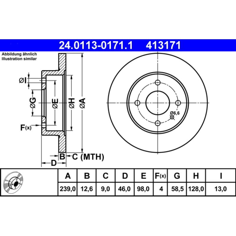 Jeu de 2 disques de frein avant ATE 24.0113-0171.1 - Visuel 1