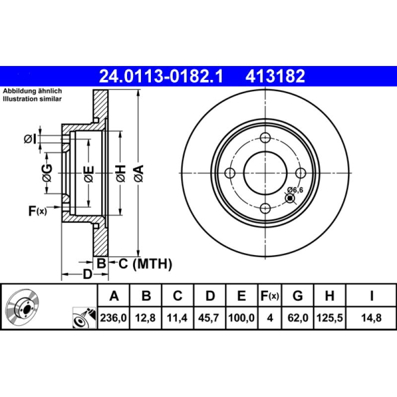 Jeu de 2 disques de frein avant ATE 24.0113-0182.1 - Visuel 1