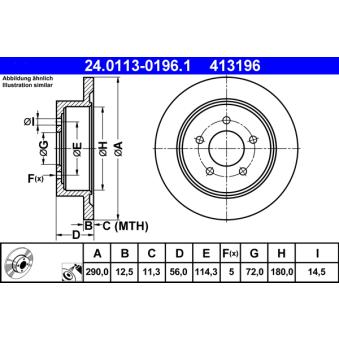 Jeu de 2 disques de frein arrière ATE 24.0113-0196.1