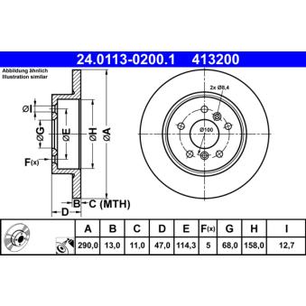 Jeu de 2 disques de frein arrière ATE OEM 432064EA0A