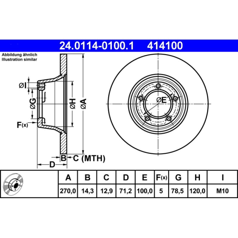 Jeu de 2 disques de frein avant ATE 24.0114-0100.1 - Visuel 1
