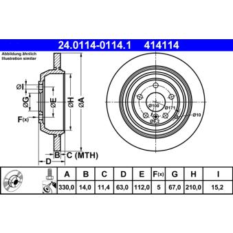 Jeu de 2 disques de frein arrière ATE OEM 1644230512