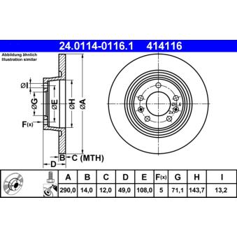 Jeu de 2 disques de frein arrière ATE 24.0114-0116.1