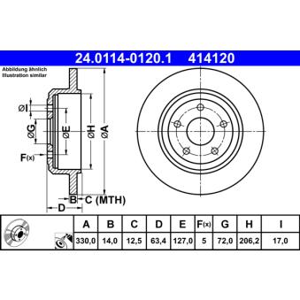 Jeu de 2 disques de frein arrière ATE OEM 52124763AB