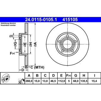 Jeu de 2 disques de frein avant ATE 24.0115-0105.1