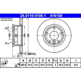 Jeu de 2 disques de frein avant ATE OEM 701615301C