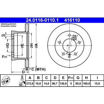Jeu de 2 disques de frein arrière ATE OEM 9024230412