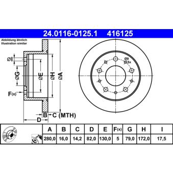 Jeu de 2 disques de frein arrière ATE OEM 51740248