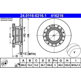 Jeu de 2 disques de frein arrière ATE OEM 1451161
