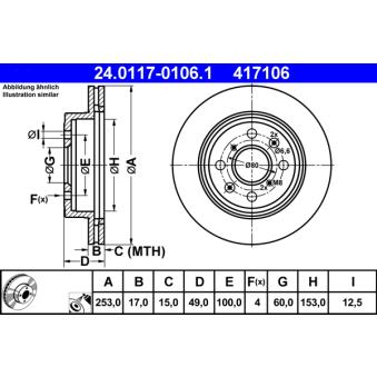 Jeu de 2 disques de frein avant ATE OEM 5531186G02