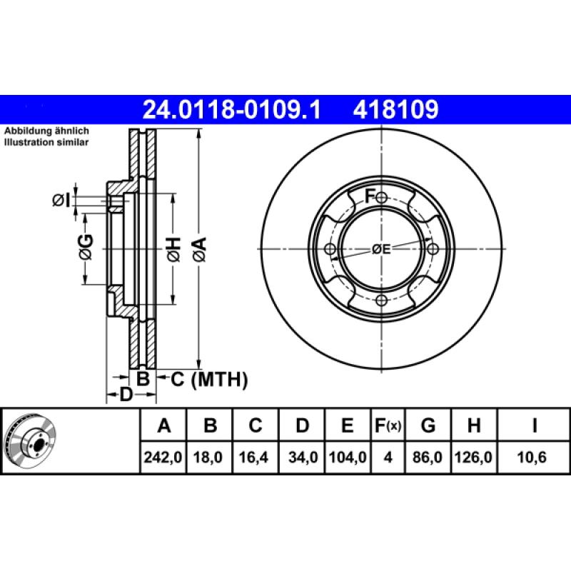 Jeu de 2 disques de frein avant ATE 24.0118-0109.1 - Visuel 1