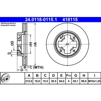 Jeu de 2 disques de frein avant ATE 24.0118-0115.1