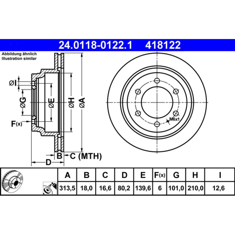 Jeu de 2 disques de frein arrière ATE 24.0118-0122.1 - Visuel 1
