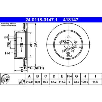 Jeu de 2 disques de frein arrière ATE OEM 4243130290