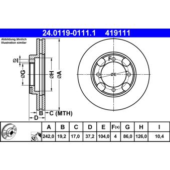Jeu de 2 disques de frein avant ATE OEM 5171228000D Jeu de 2 disques de frein avant ATE OEM 5171228000D
