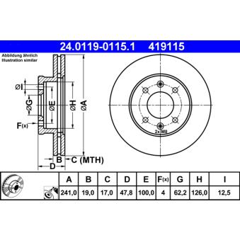 Jeu de 2 disques de frein avant ATE OEM 517121C000