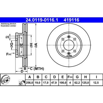 Jeu de 2 disques de frein avant ATE OEM 517121C050